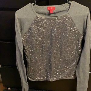 Grey sequin front sweater